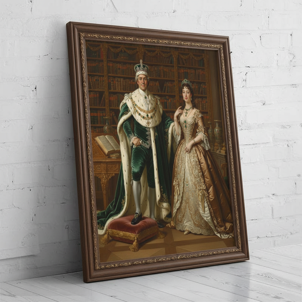 A custom portrait of a man in a gold-embroidered royal uniform, depicting him as Exalted Sovereign Duo of royal heritage.