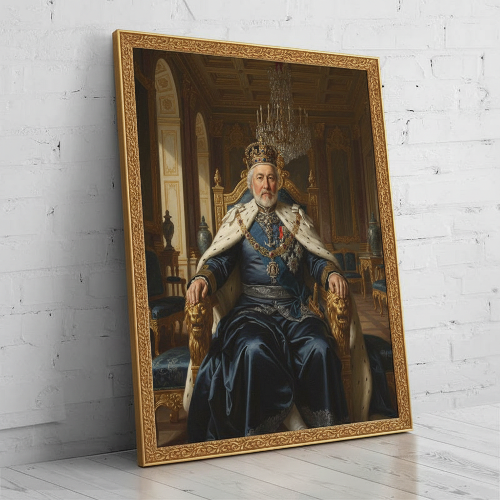 A custom portrait of a man in a gold-embroidered royal uniform, depicting him as Supreme Admiral of royal heritage.